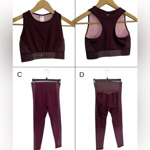 Fabletics Burgundy Leggings and Top Set Size Medium